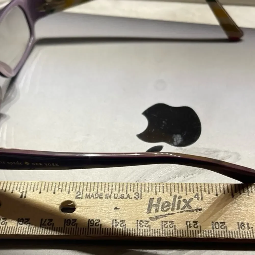 Kate Spade eyeglass frames and case purple with rainbow colors